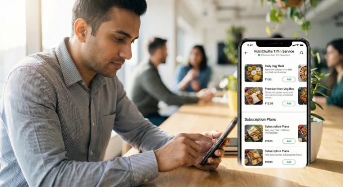 Customer ordering tiffin online on website